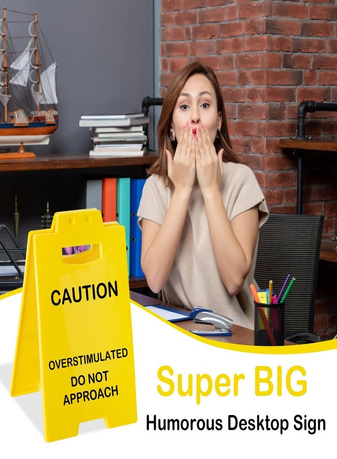Joyline Caution Overstimulated Desk Sign - Funny Office Prank Gifts for Coworkers, Teammates, Employees & Boss Humorous Warning Sign for Desk Decor Stress Relief Office Accessories - Image 2
